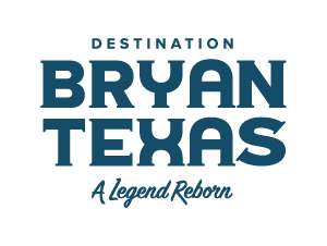 Logo for Destination Bryan Texas with the tagline "A Legend Reborn"